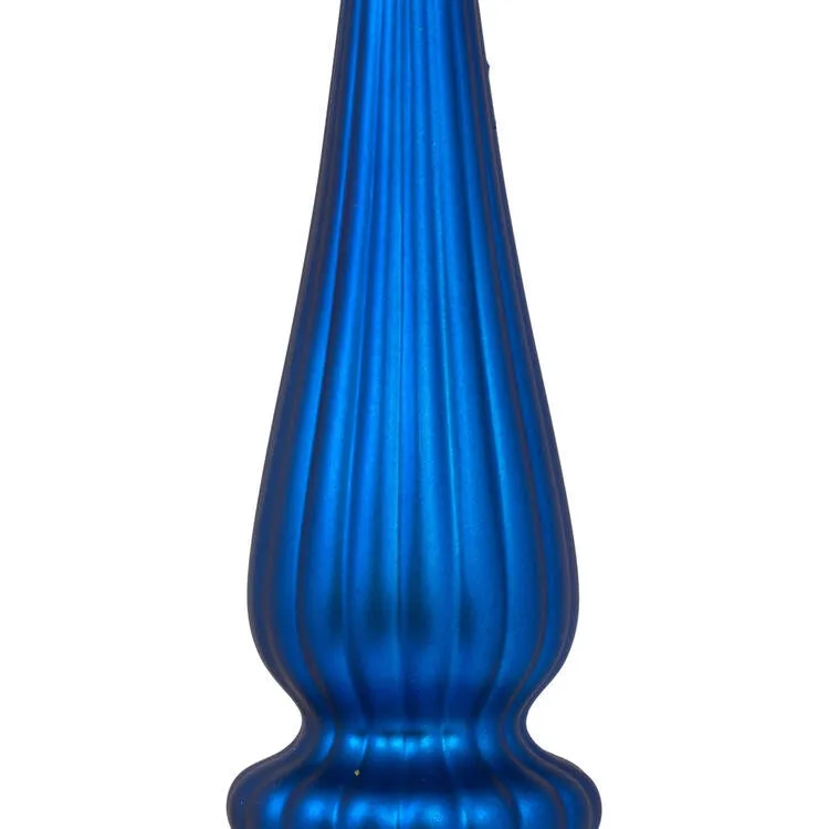 14" Blue Matte Finial Drop Ornaments 2-Pack