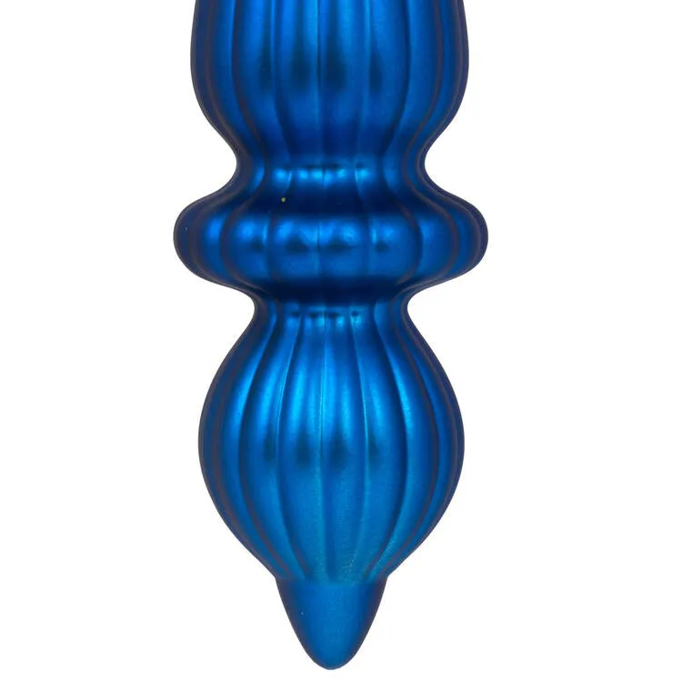 14" Blue Matte Finial Drop Ornaments 2-Pack