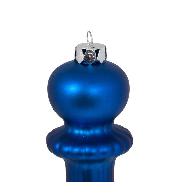 14" Blue Matte Finial Drop Ornaments 2-Pack