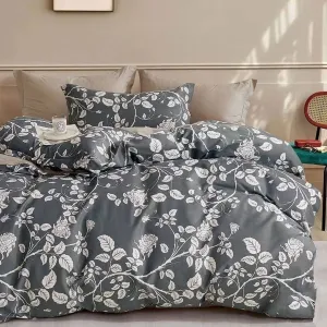 300TC Gardenia Charcoal Reversible Cotton Quilt Cover Set | King