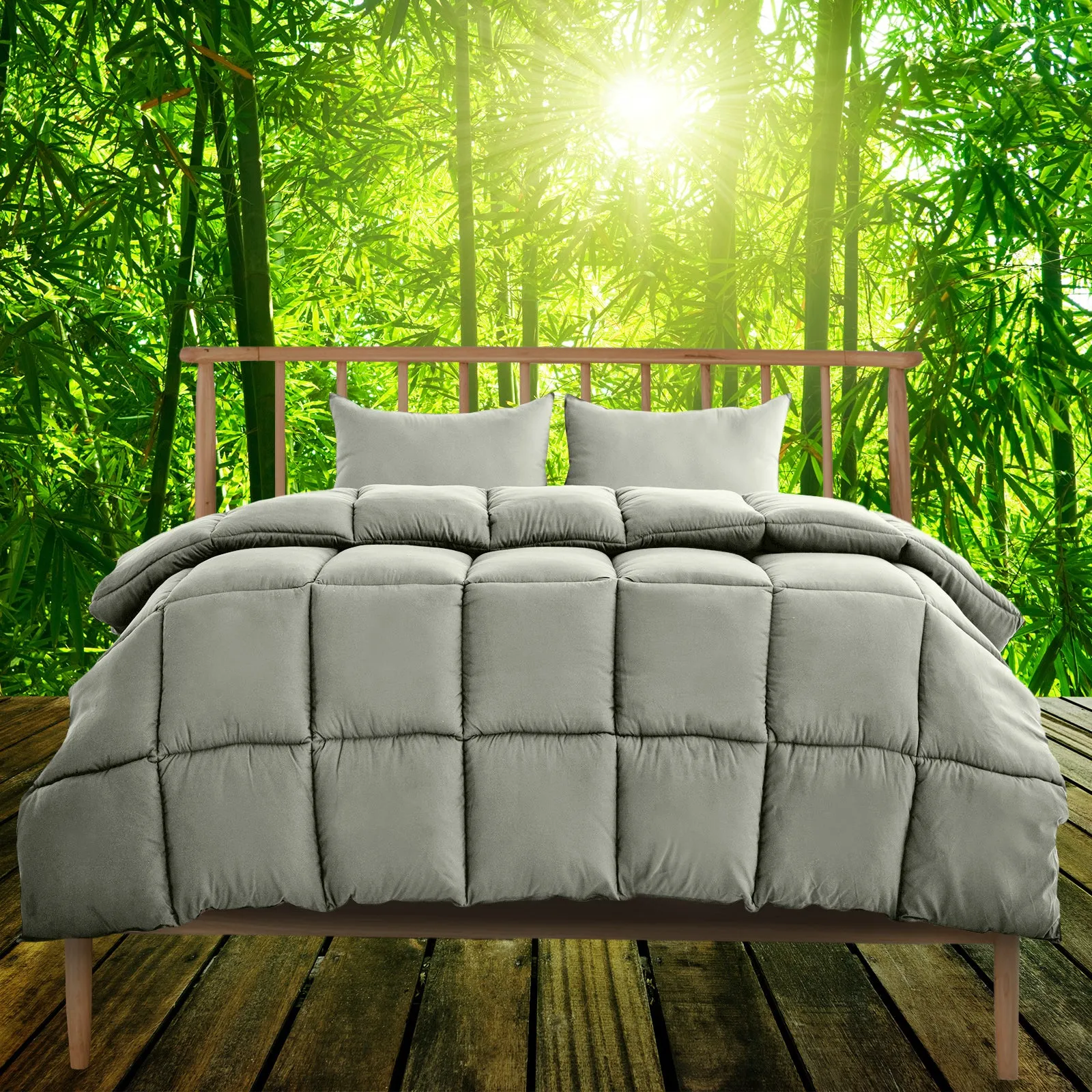 350GSM Charcoal Bamboo Quilt | Luxury Bedding | Duvet | All Seasons | Double | Charcoal