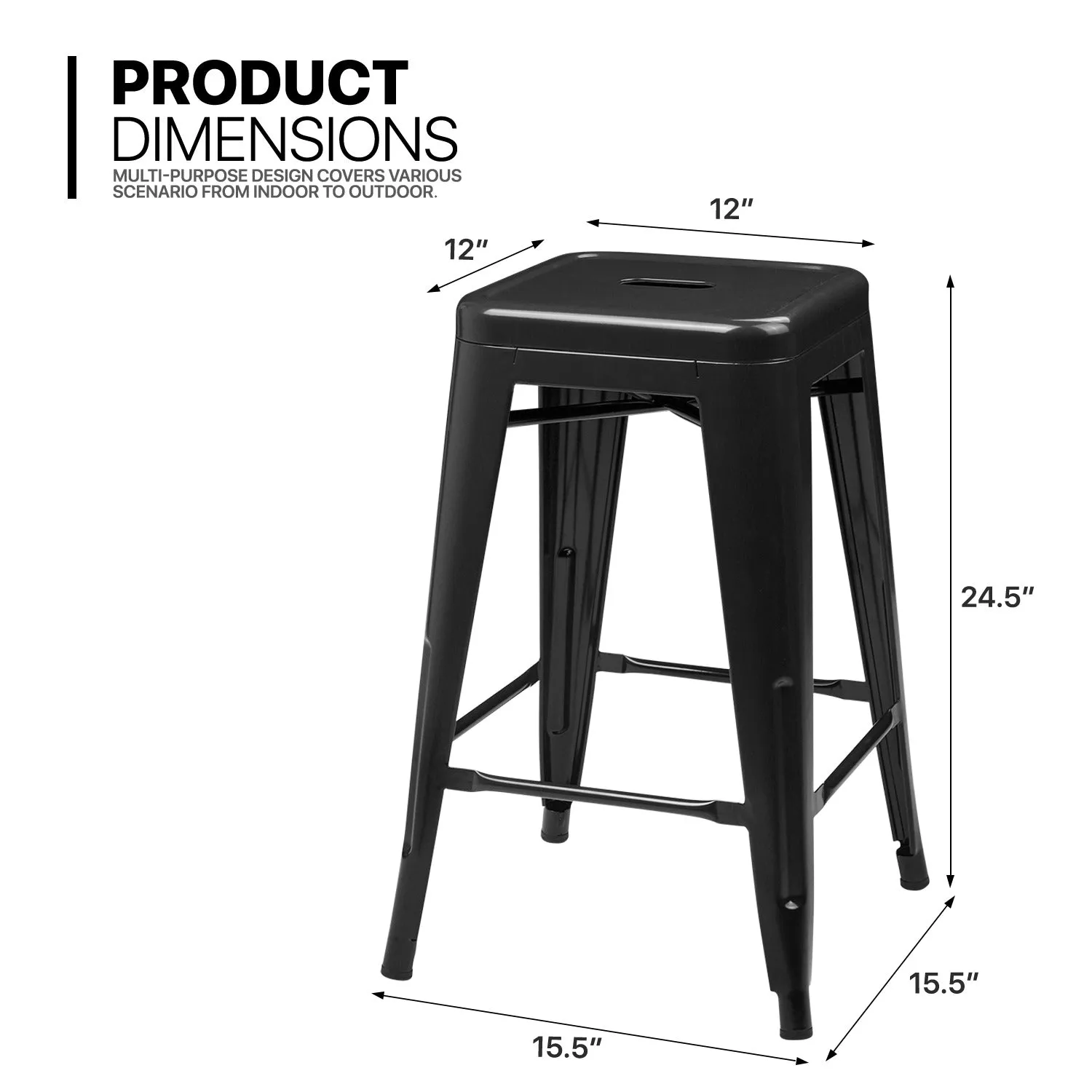 4 Pcs 24.5" Stackable Bar Stool
