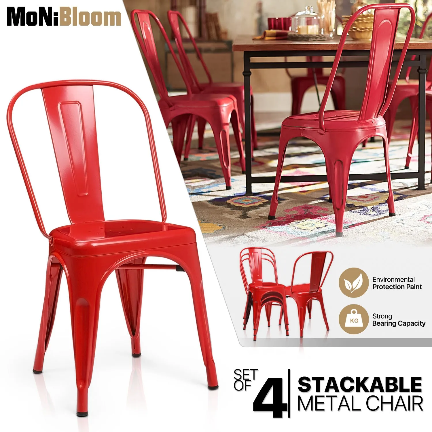 4 Pcs Stackable Dining Chair