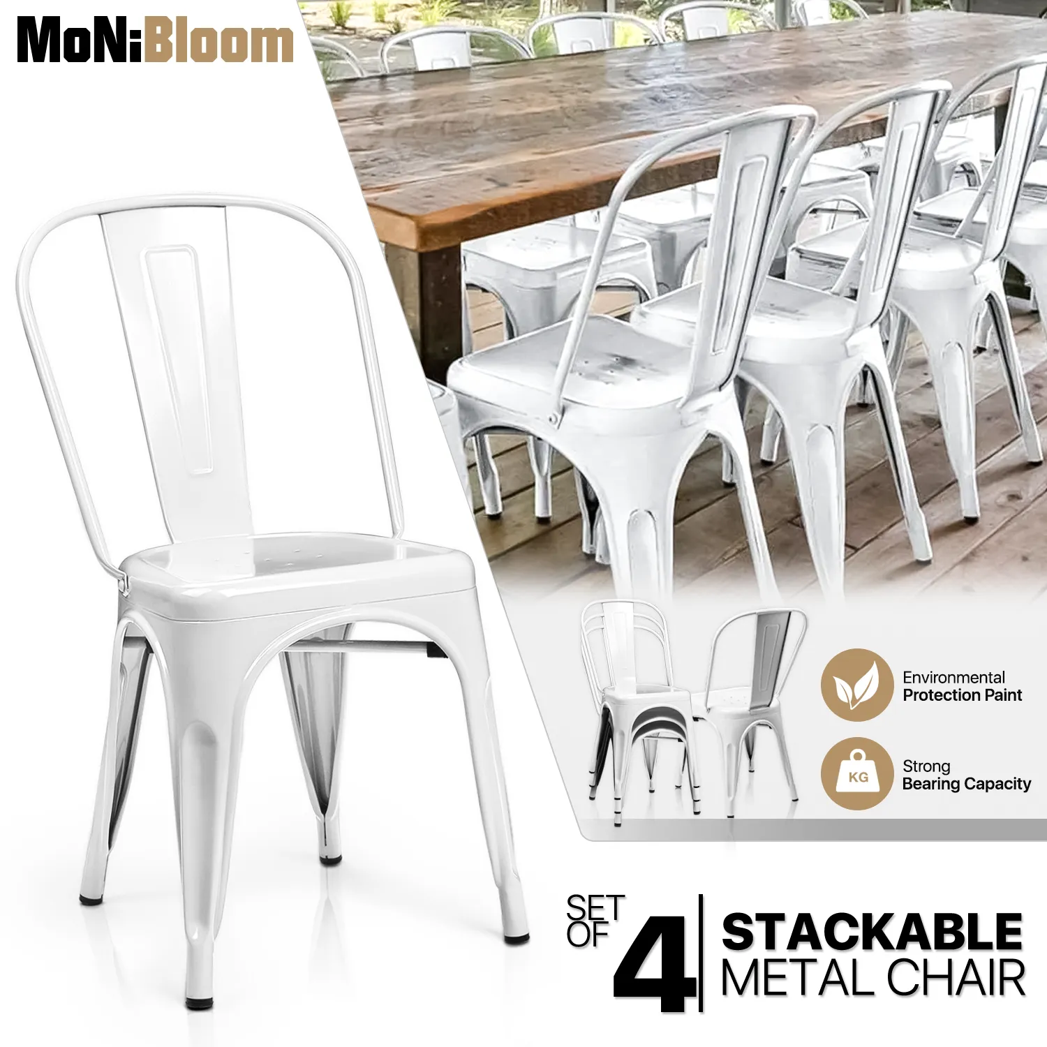 4 Pcs Stackable Dining Chair
