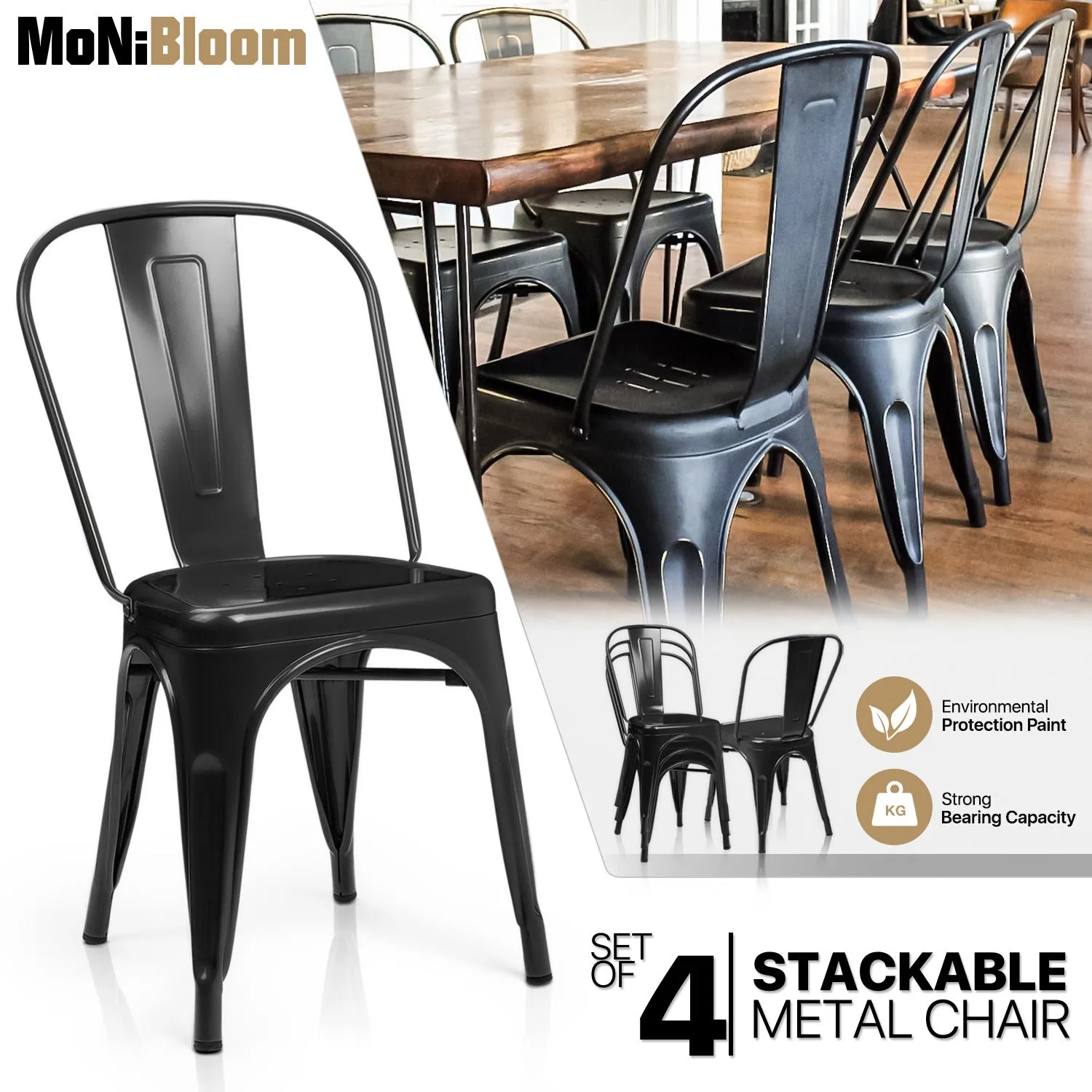 4 Pcs Stackable Dining Chair