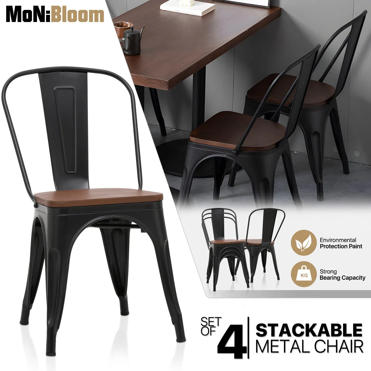 4 Pcs Stackable Dining Chair