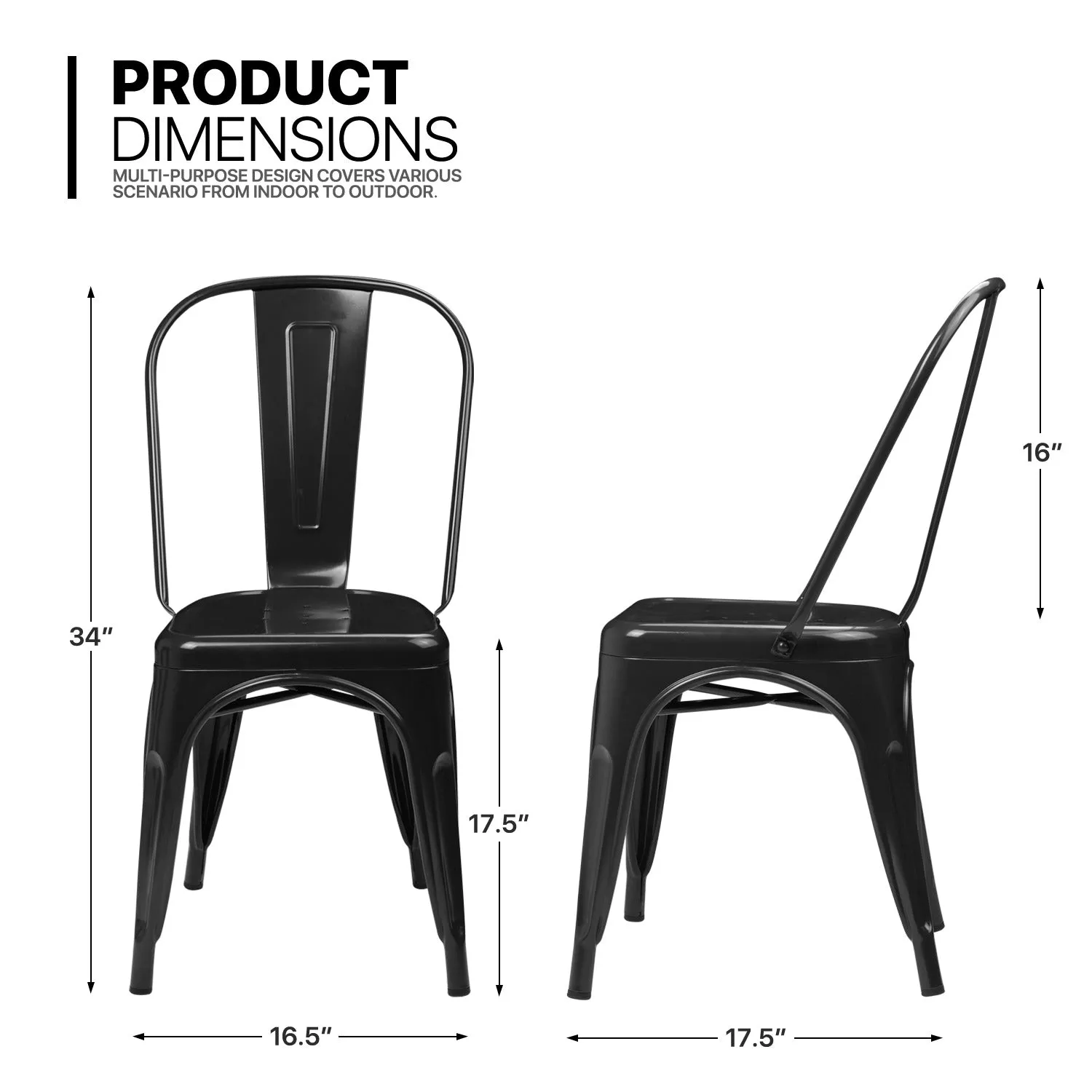 4 Pcs Stackable Dining Chair