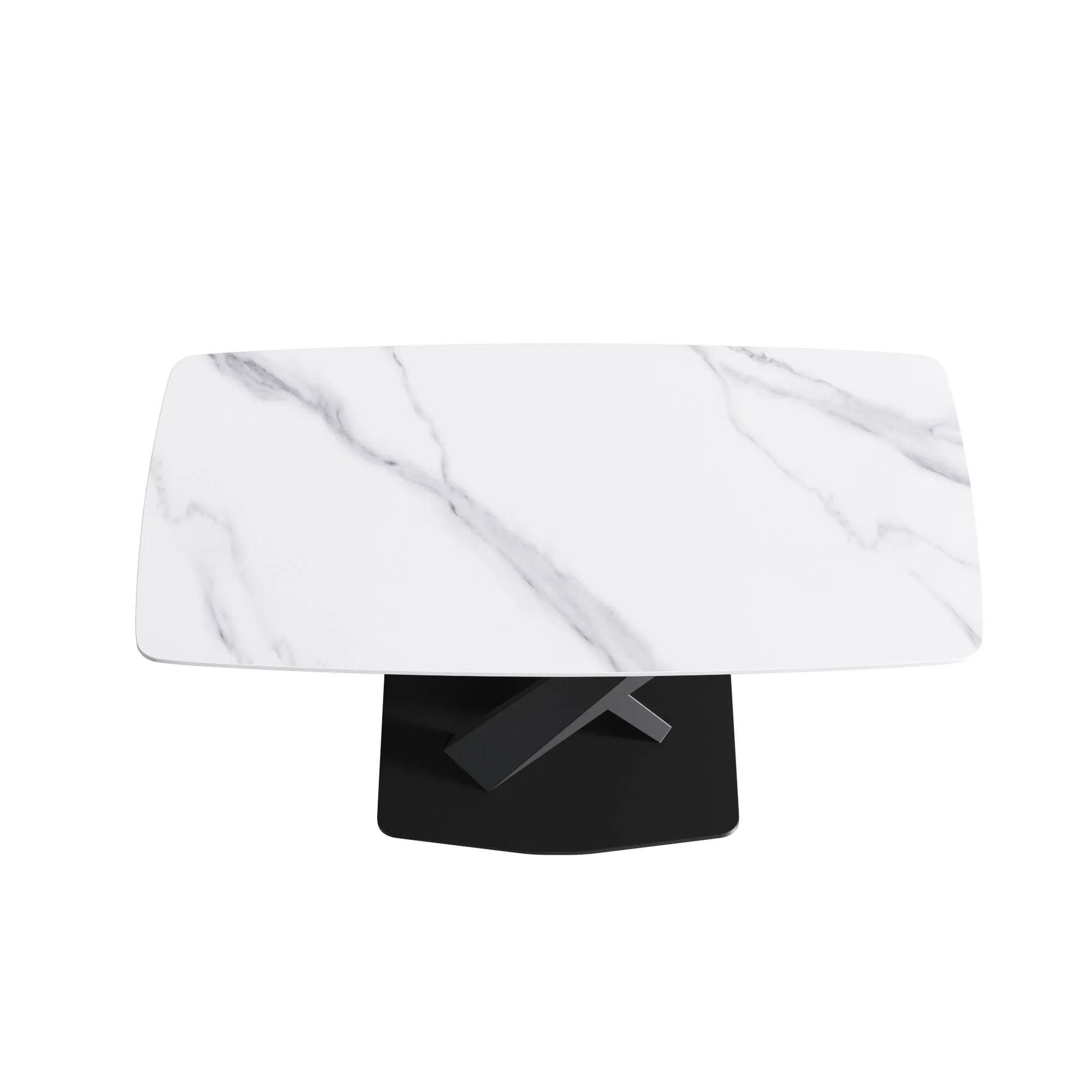 63" Modern Artificial Stone Dining Table, 6 People - White / Black