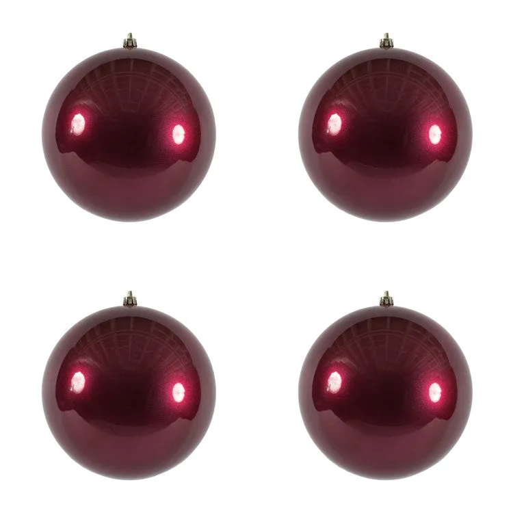 6" Berry Red Candy Ball Ornaments 4-Pack