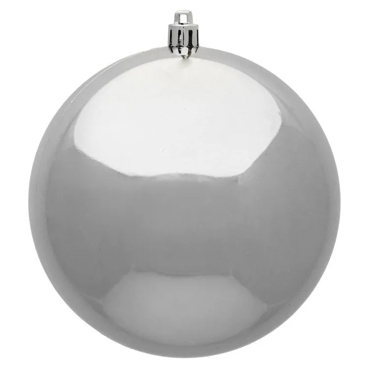 6" Silver Shiny Ball Ornaments 4-Pack