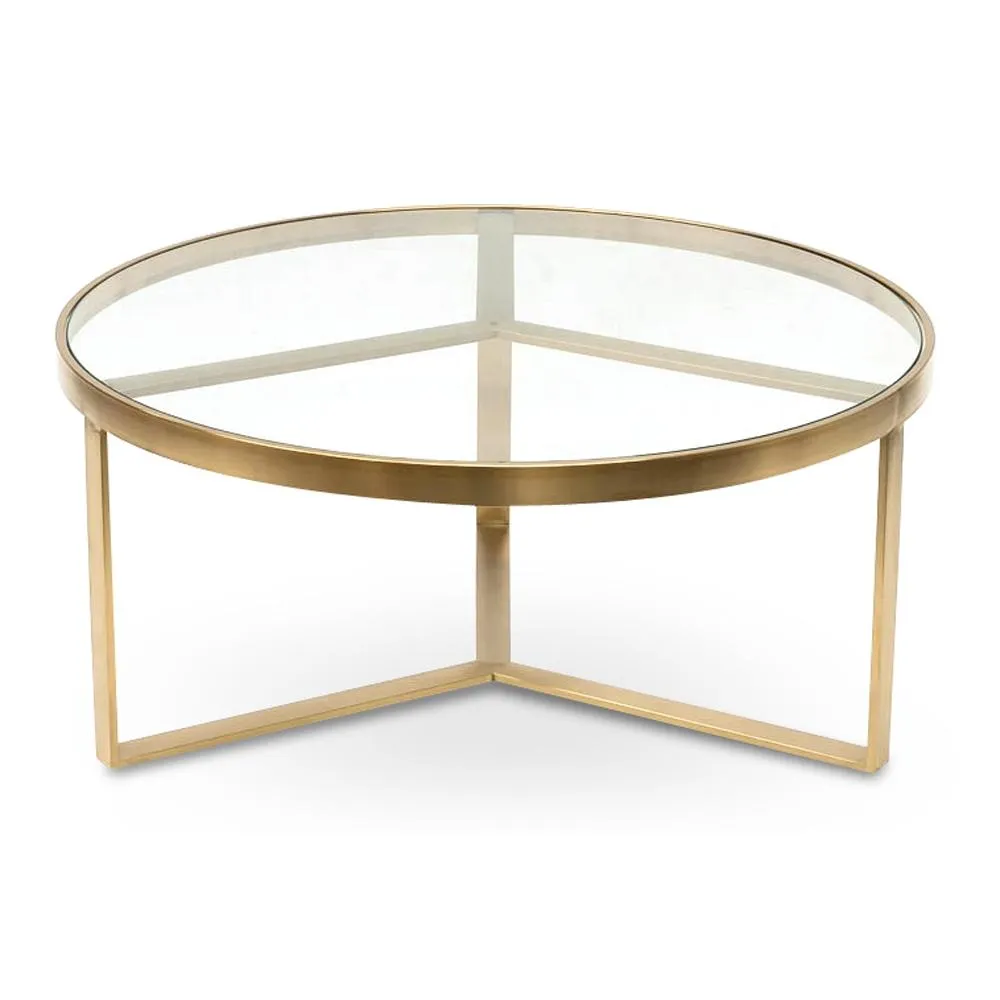 90cm Coffee Table - Brushed Gold Base