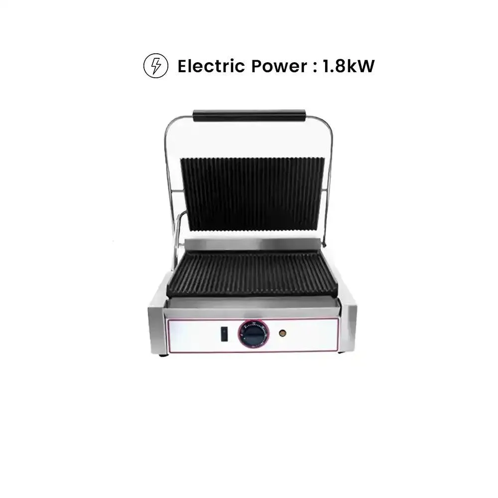 Beckers R1 Electric Single Grill Top And Bottom Ribbed Cast Iron Plates, Power 1.8 kW