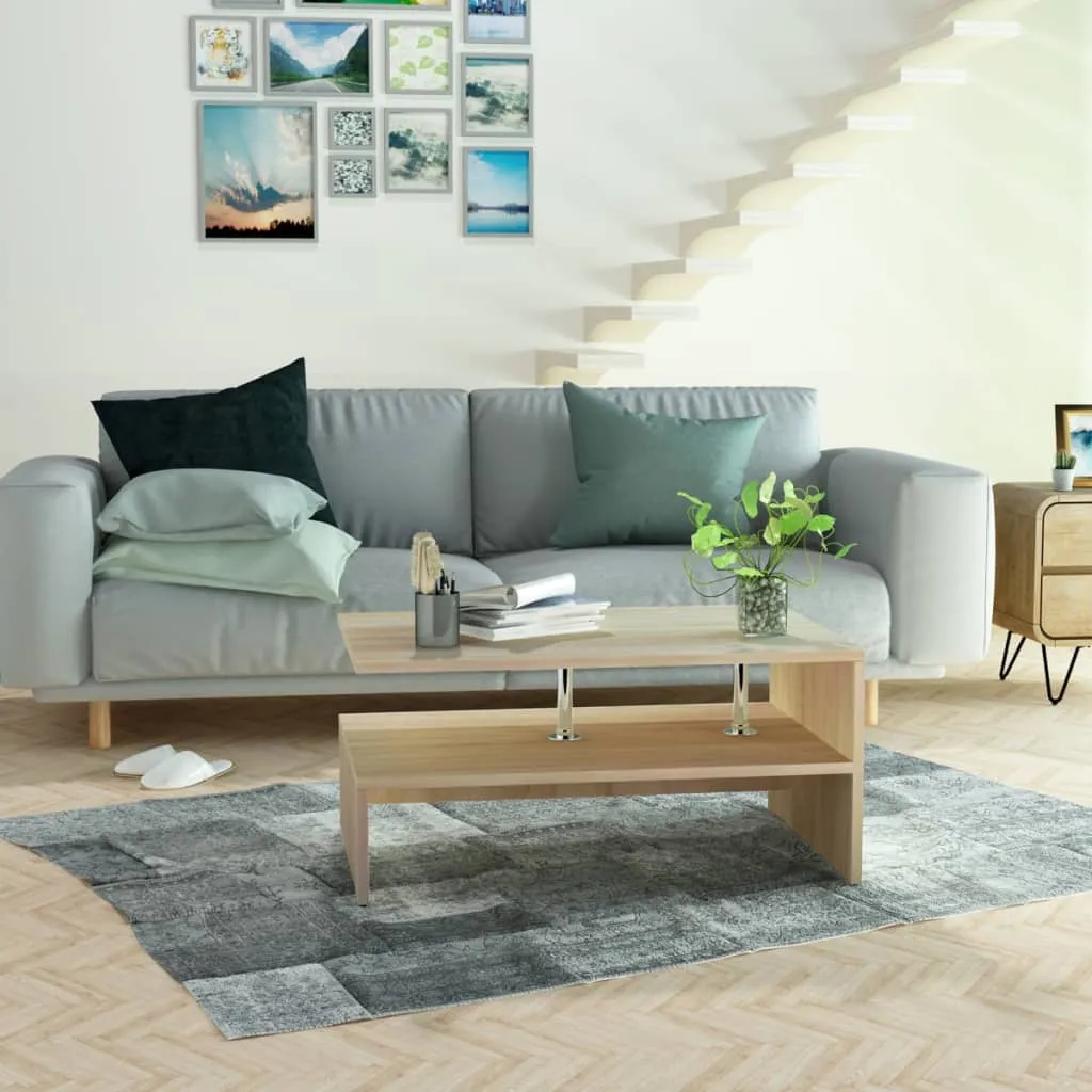 Coffee Table End Table Side Sofa Table with Storage Engineered Wood