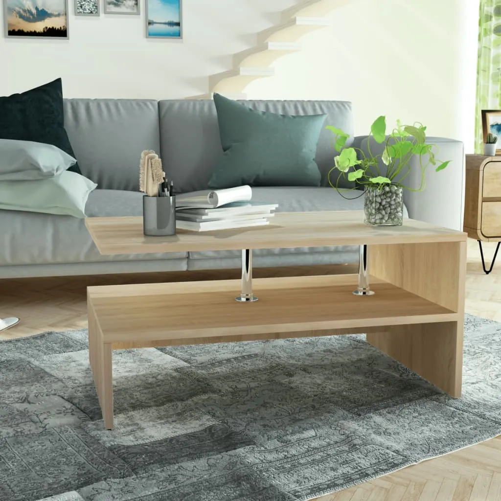 Coffee Table End Table Side Sofa Table with Storage Engineered Wood