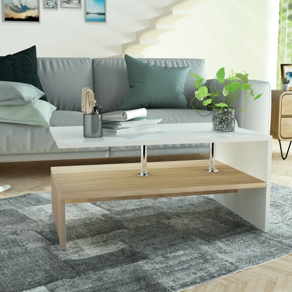 Coffee Table End Table Side Sofa Table with Storage Engineered Wood