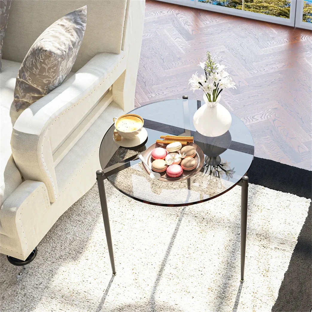 Contemporary Glass Coffee Table Metal Legs