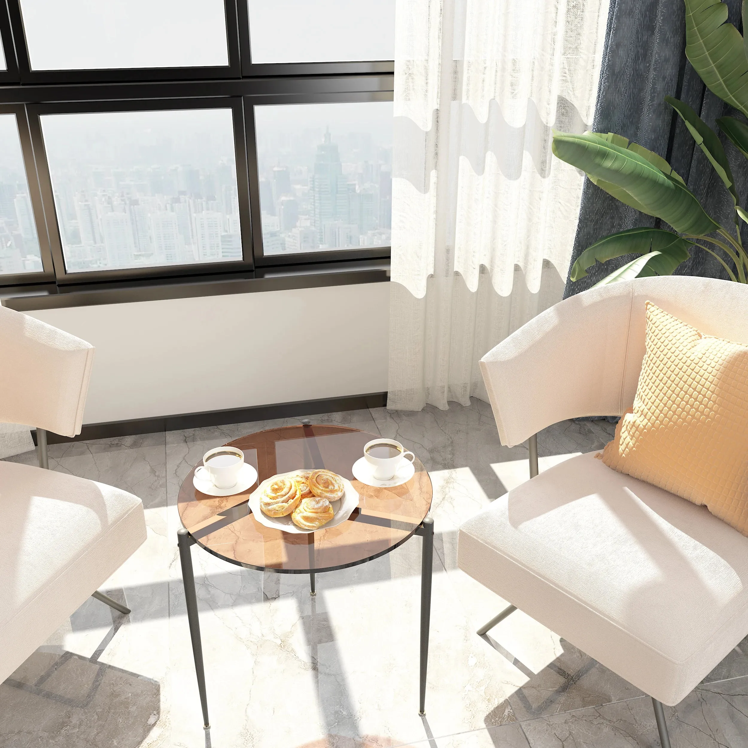 Contemporary Glass Coffee Table Metal Legs