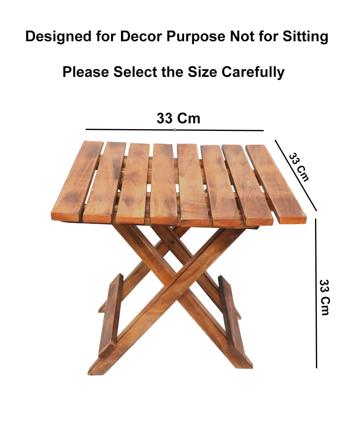 CraftsX2Z Handmade Wooden Outdoor Adirondack 13 Inch Natural Brown Square Foldable Coffee Table, Patio End Table for Poolside Garden, Living Room, Bedroom, Small Spaces