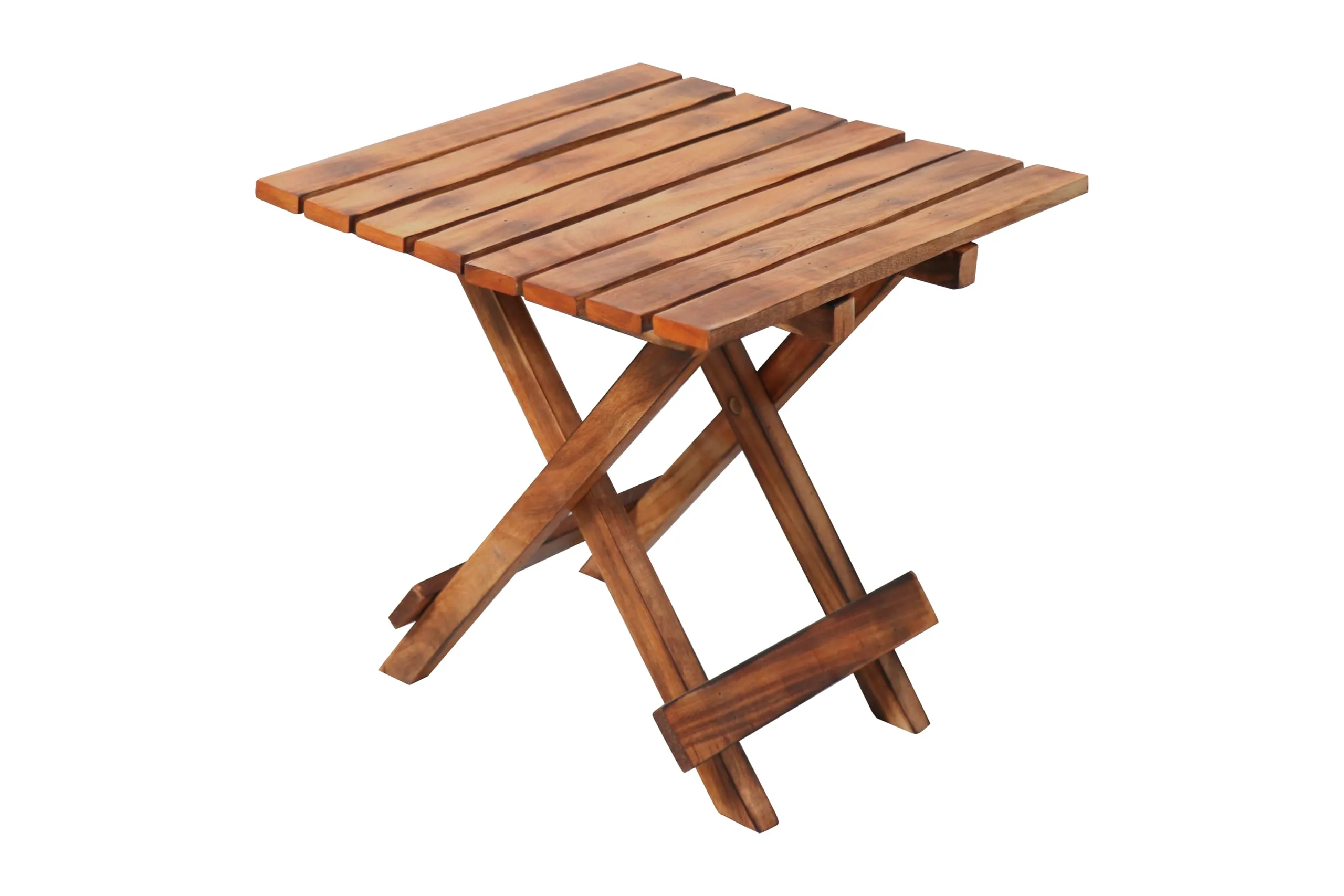 CraftsX2Z Handmade Wooden Outdoor Adirondack 13 Inch Natural Brown Square Foldable Coffee Table, Patio End Table for Poolside Garden, Living Room, Bedroom, Small Spaces