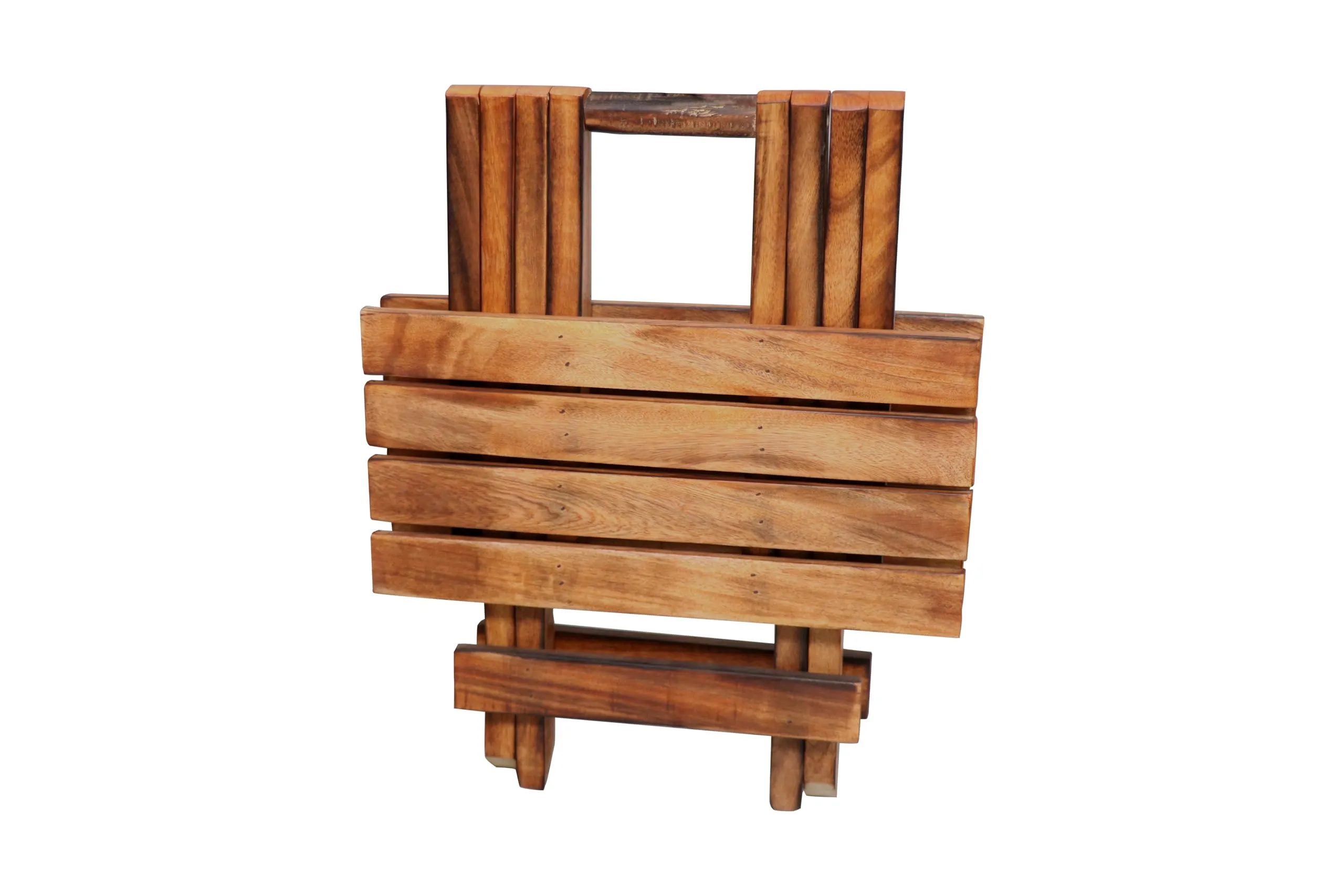CraftsX2Z Handmade Wooden Outdoor Adirondack 13 Inch Natural Brown Square Foldable Coffee Table, Patio End Table for Poolside Garden, Living Room, Bedroom, Small Spaces