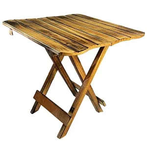 CraftsX2Z Wooden Folding Adjustable Brown End Table/Coffee Table/Lamp Stand/Plant Table, Brown Square 15 inch