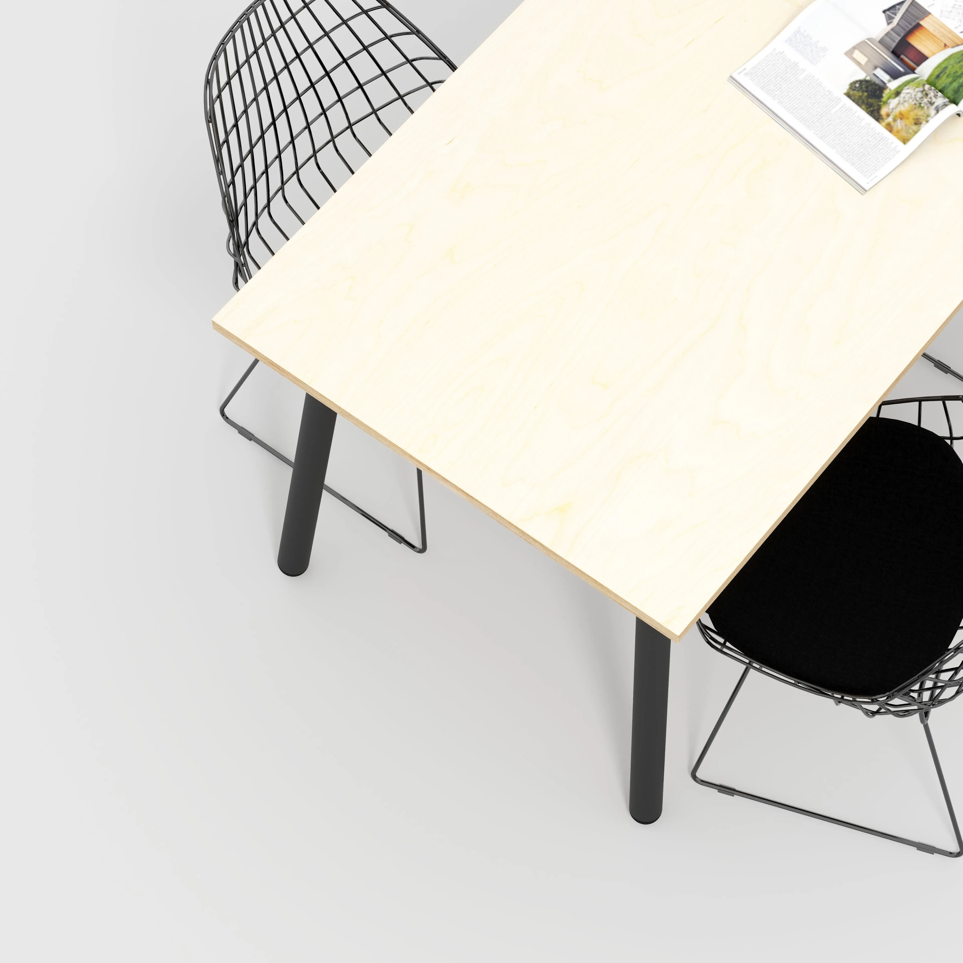 Custom Plywood Table with Round Single Pin Legs