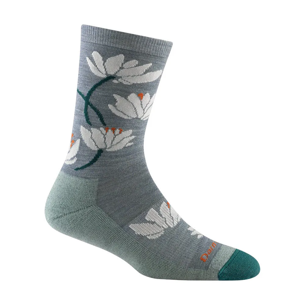DARN TOUGH LILIES CREW SOCKS SEAFOAM - WOMENS