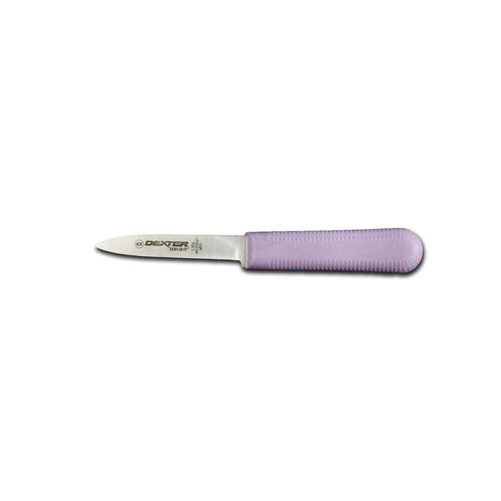Dexter Russell 15303P Sani-Safe 3 1/4" Cook's Style Paring Knife Purple Handle S104P-PCP