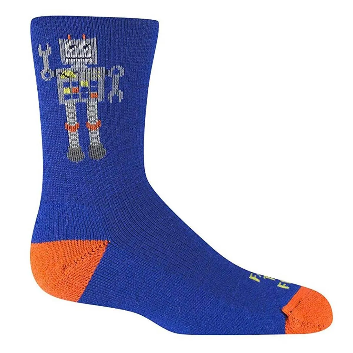 Farm to Feet Kids' Socks - Everyday Robot Crew, Blue | 9782-430-BLUE
