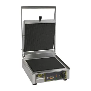 FE144 Roller Grill Premium VC R Single Ribbed Contact Grill