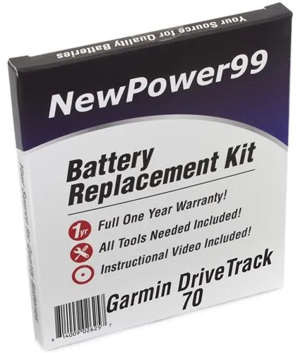 Garmin DriveTrack 70 Battery Replacement Kit with Tools, Video Instructions and Extended Life Battery