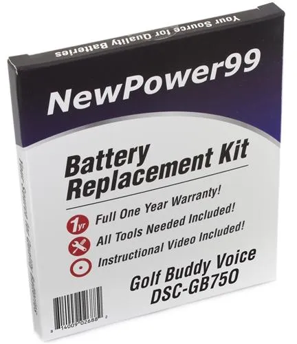 GolfBuddy Voice DSC-GB750 Battery Replacement Kit with Tools, Video Instructions and Extended Life Battery
