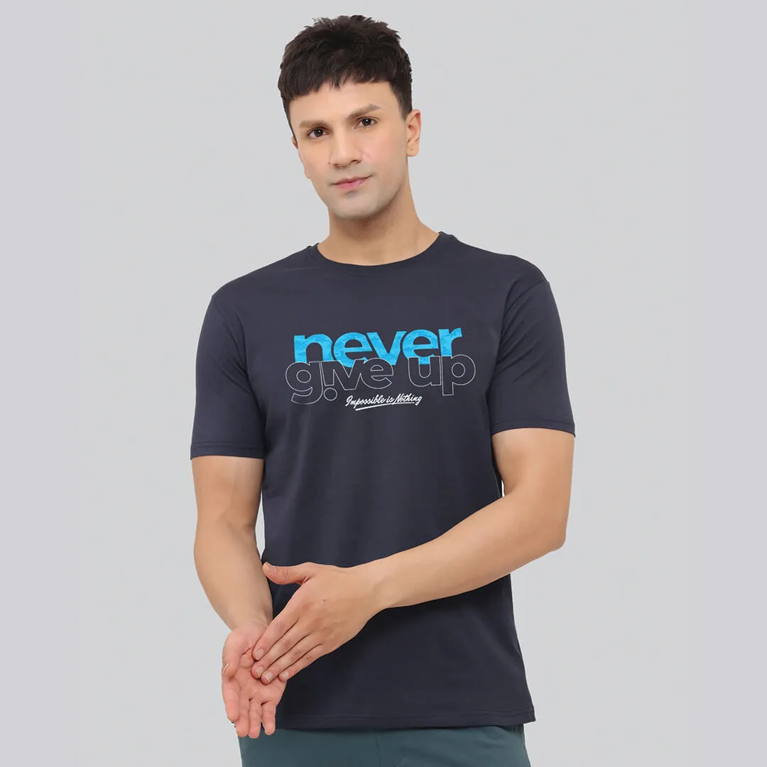 Graphic Printed T-shirt - Denim Blue