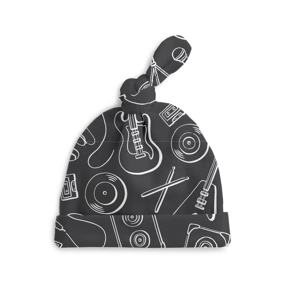 Knotted Baby Hat, Rock Band Charcoal
