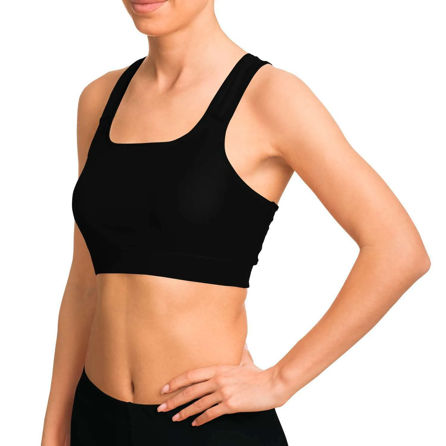 Ladies Moisture Wicking Athletic bra-Jet Black