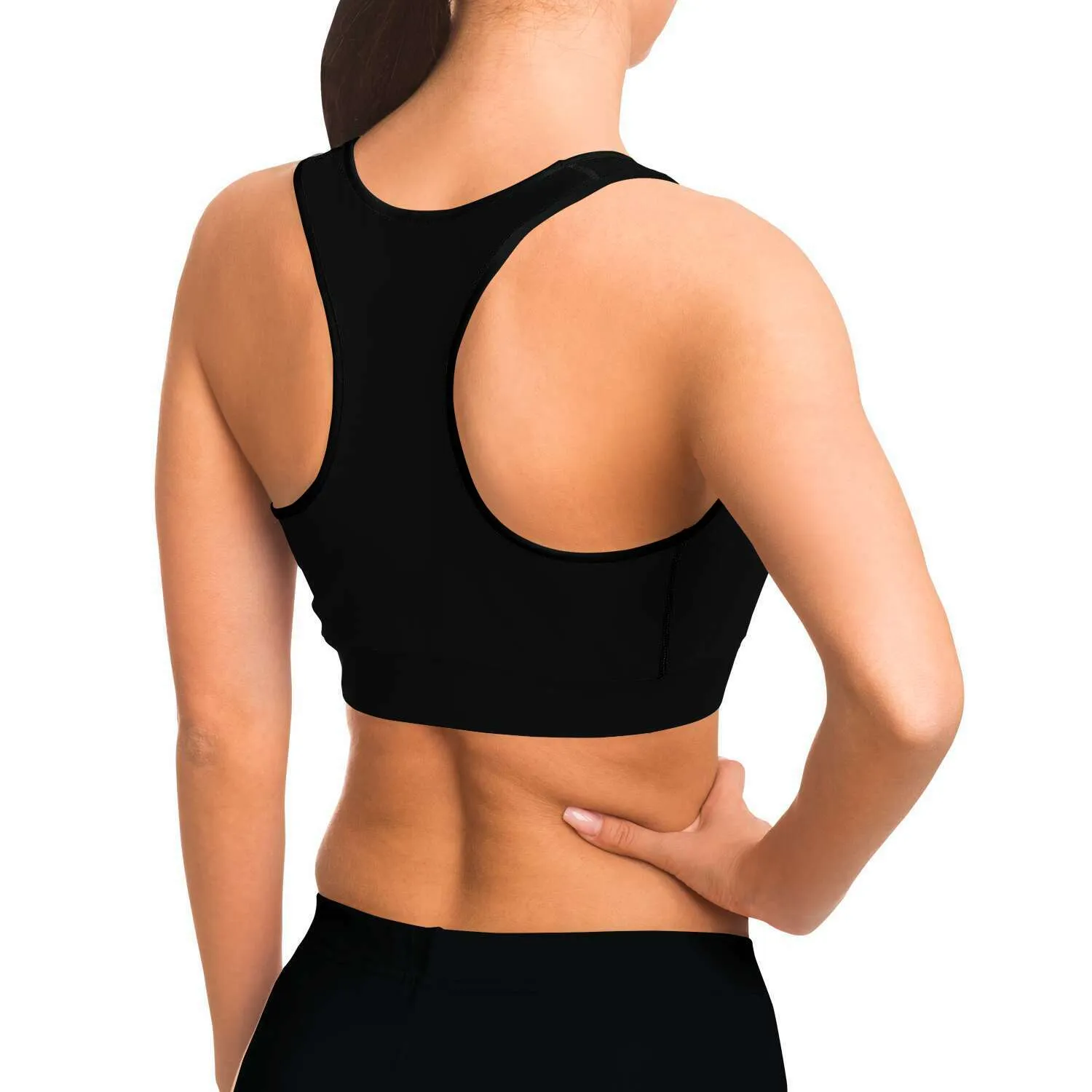 Ladies Moisture Wicking Athletic bra-Jet Black