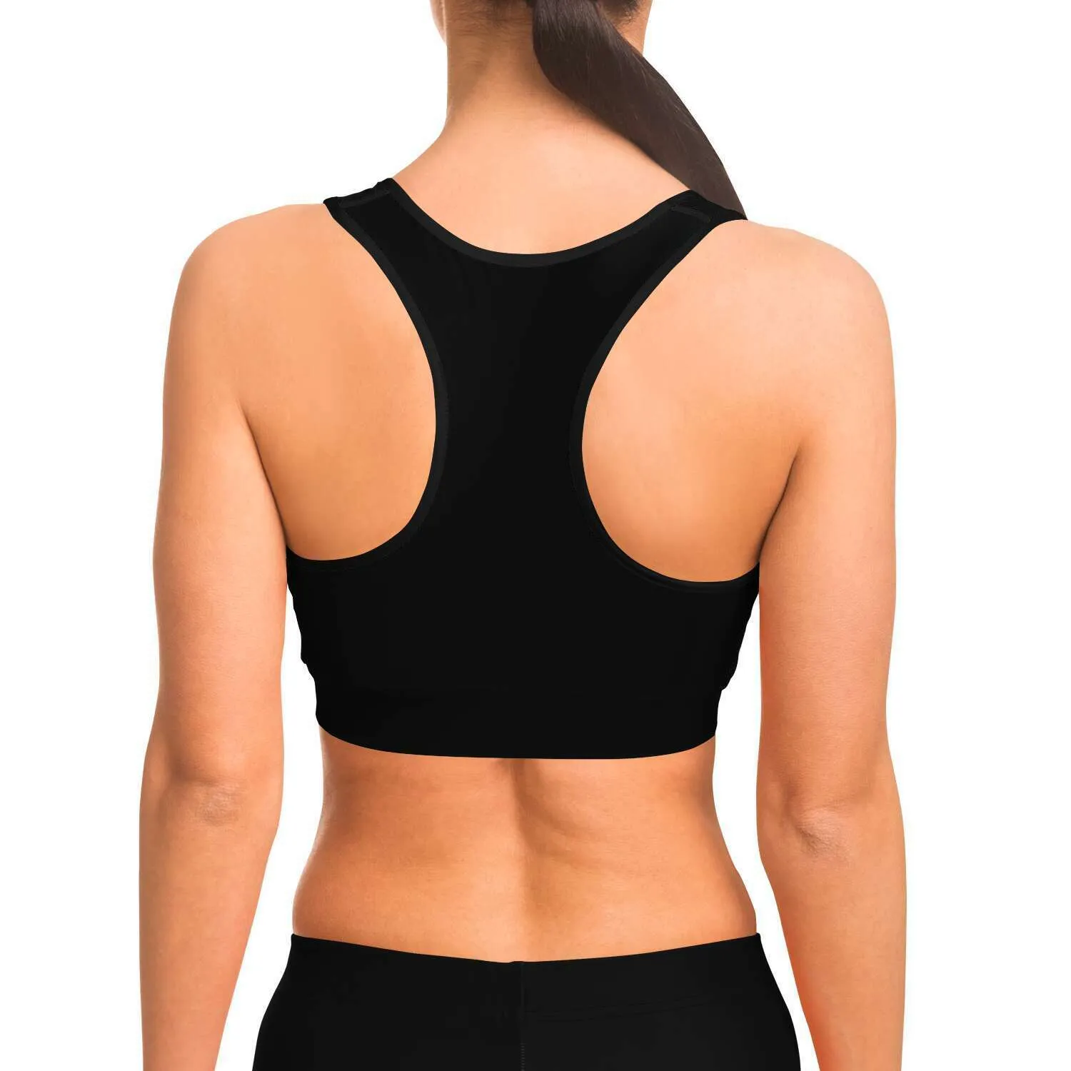Ladies Moisture Wicking Athletic bra-Jet Black