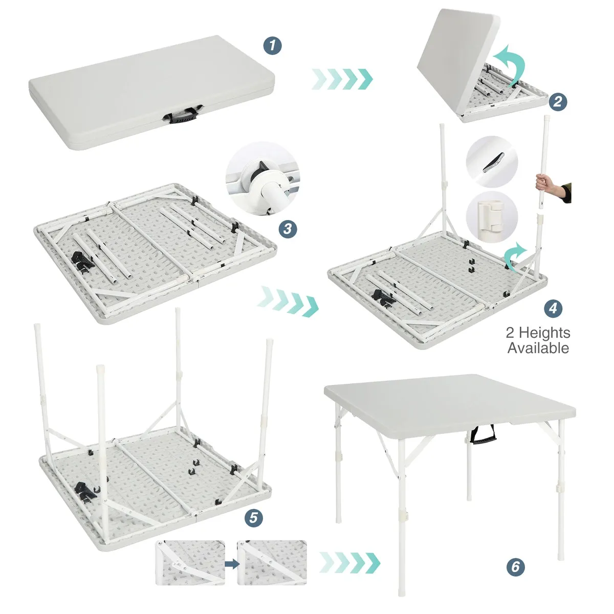 Lightweight Portable Square Card Table with Folding Legs