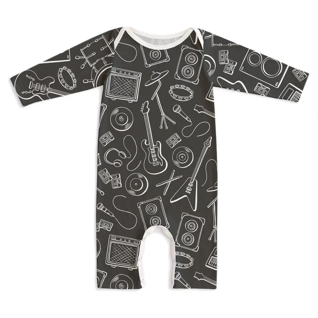 L/S Romper, Rock Band Charcoal