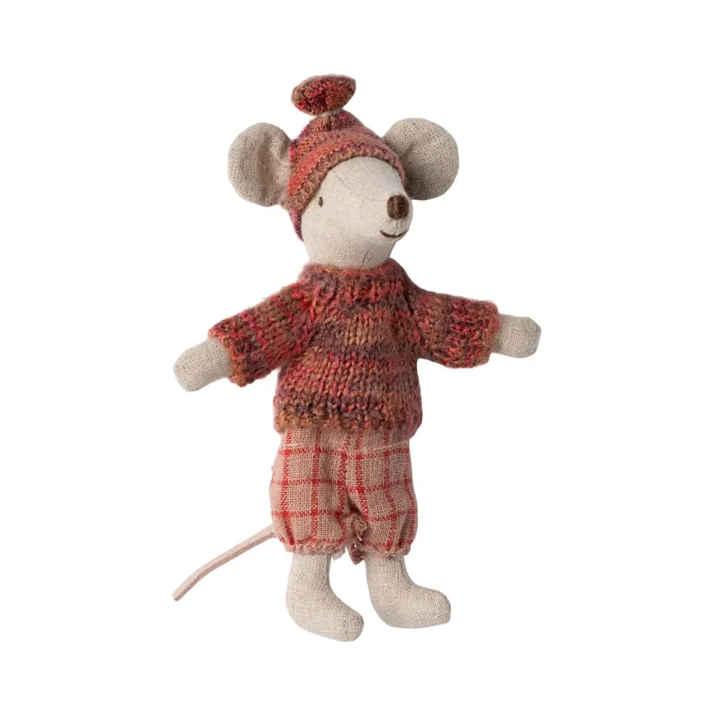 Maileg Winter mouse with ski set, Big sister - Rose