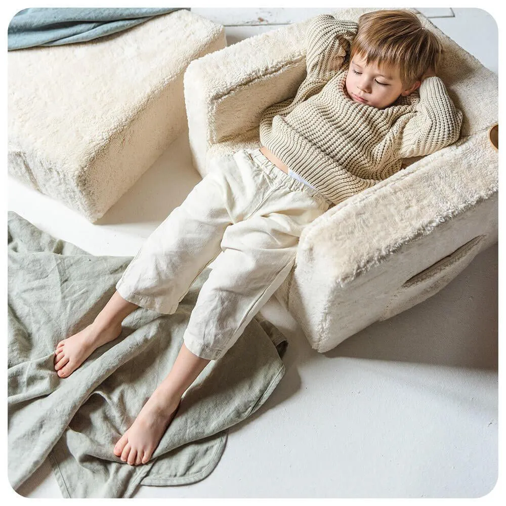 Maison Baba Baba Washed Linen Lounge Chair Blue
