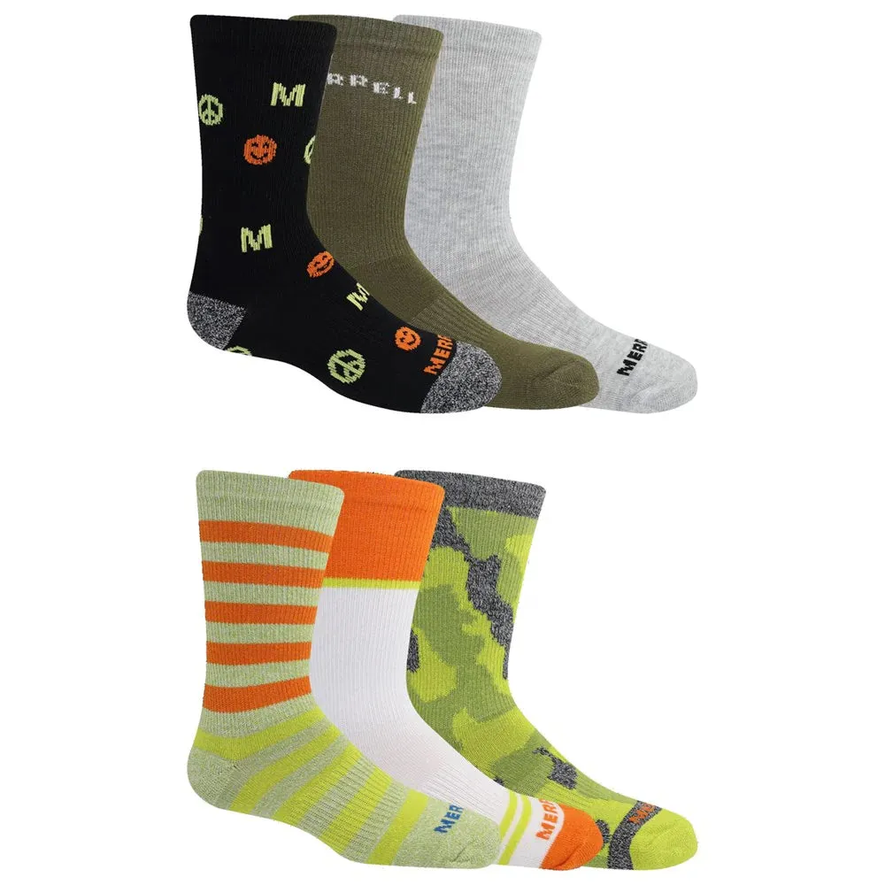 Merrell Kids Everyday Crew Sock 6 Pack Assorted