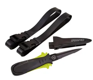 New! SpearPro Ribbon Knife Teflon &  Acid Green Handle - 9cm