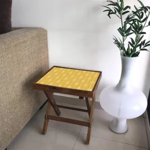 Nutcase Designer Teak Wood Side Table Folding Wooden Bedside Coffee Outdoor Picnic Table - Mustard Arrow 12 x 16