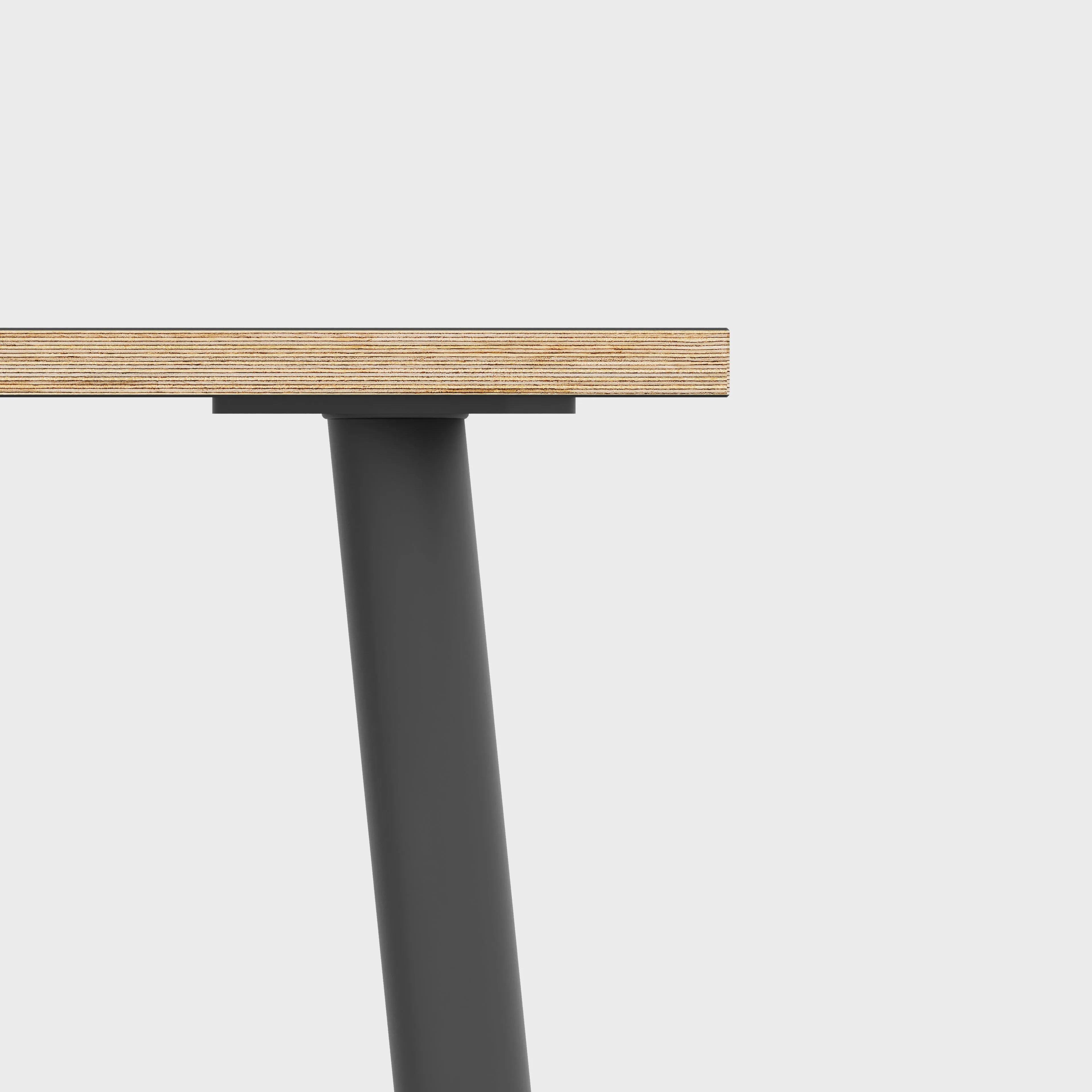 Plywood Table with Black Round Single Pin Legs - Formica Levante Orange - 1600(w) x 800(d) x 735(h)
