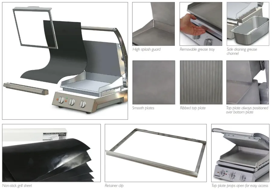 Roband Contact Grill 8 Slice Smooth Plates 2300W GSA810S