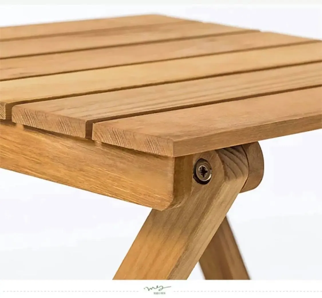 Solid Wooden Square Foldable Table Dining Study Balcony Indoor Outdoor