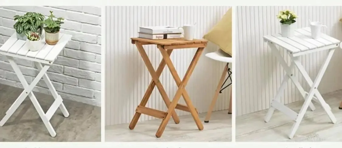 Solid Wooden Square Foldable Table Dining Study Balcony Indoor Outdoor