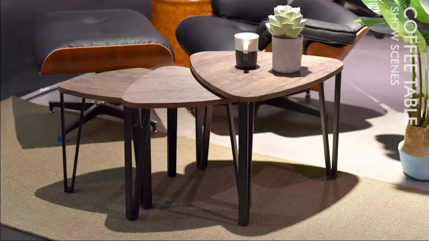 Vintage Nesting Coffee Table Set for Living Room Industrial Stacking End Side Table