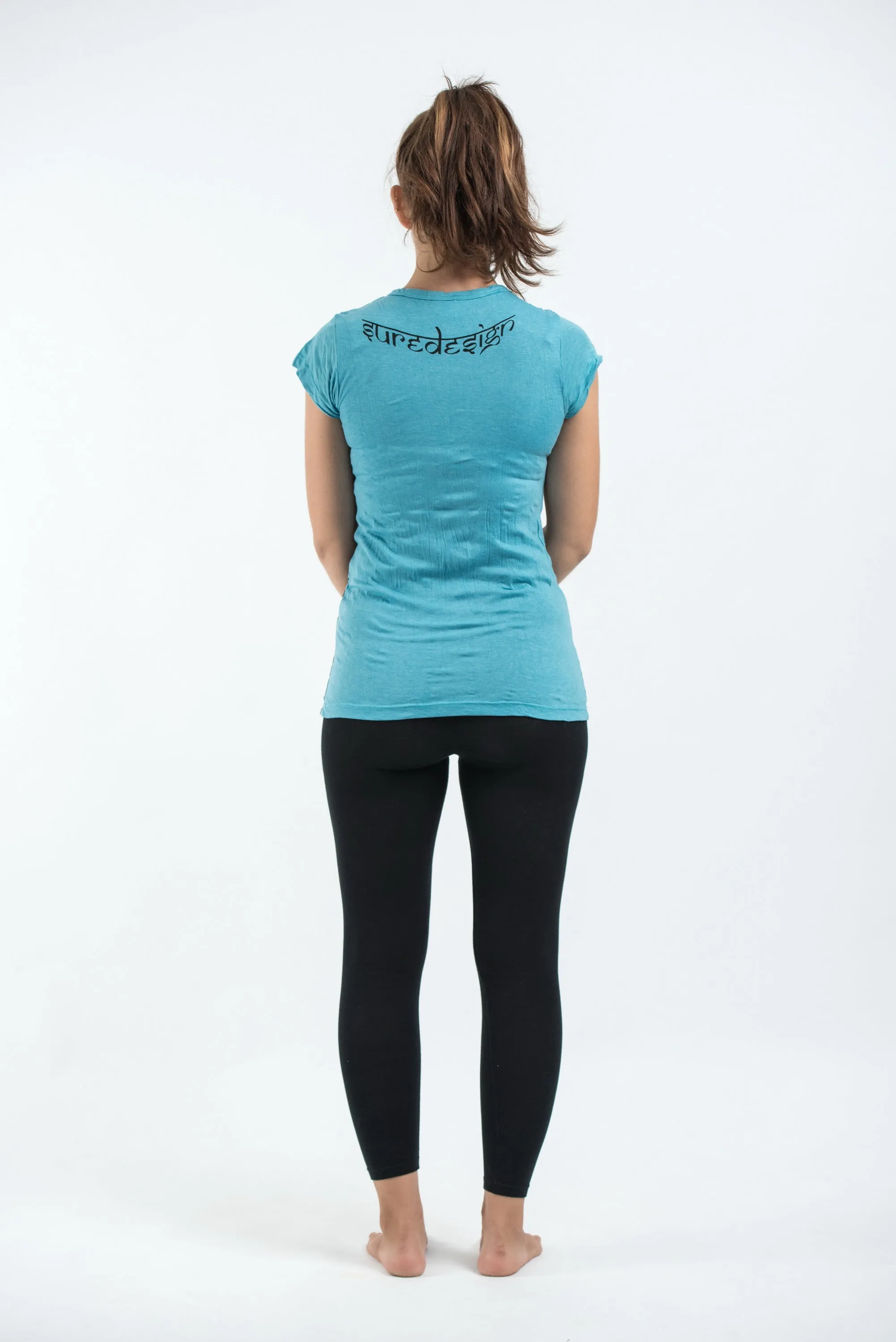 Womens Big Face Ganesh T-Shirt in Turquoise
